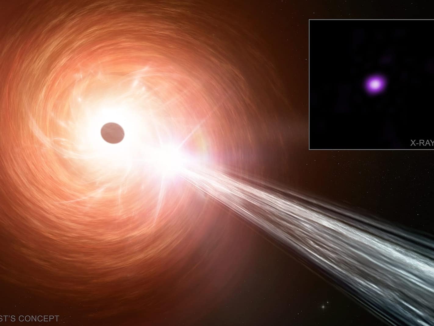 Süper kütleli kara delik ve yığılma diski illüstrasyonu (NASA)