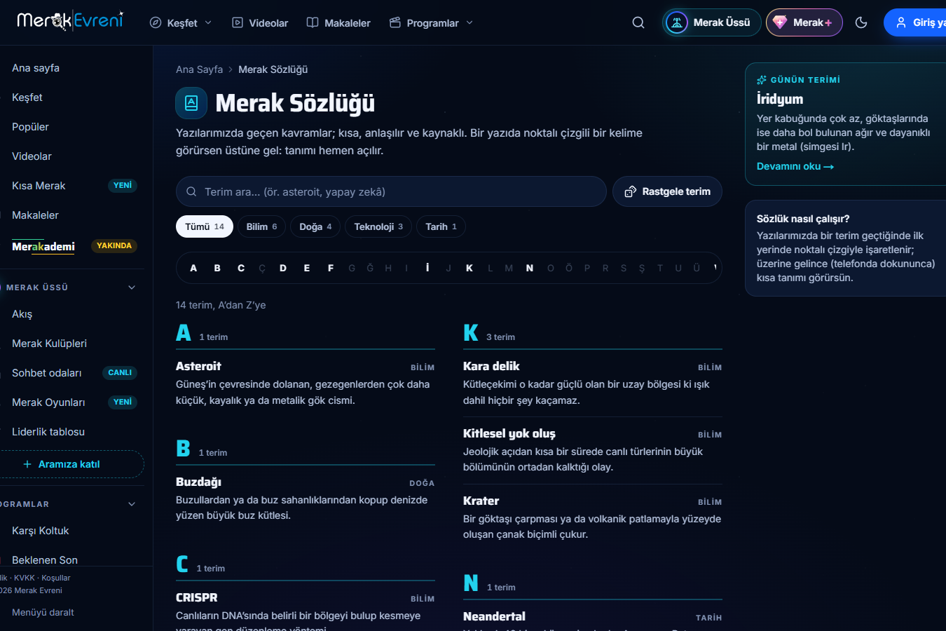 Merak Sözlüğü