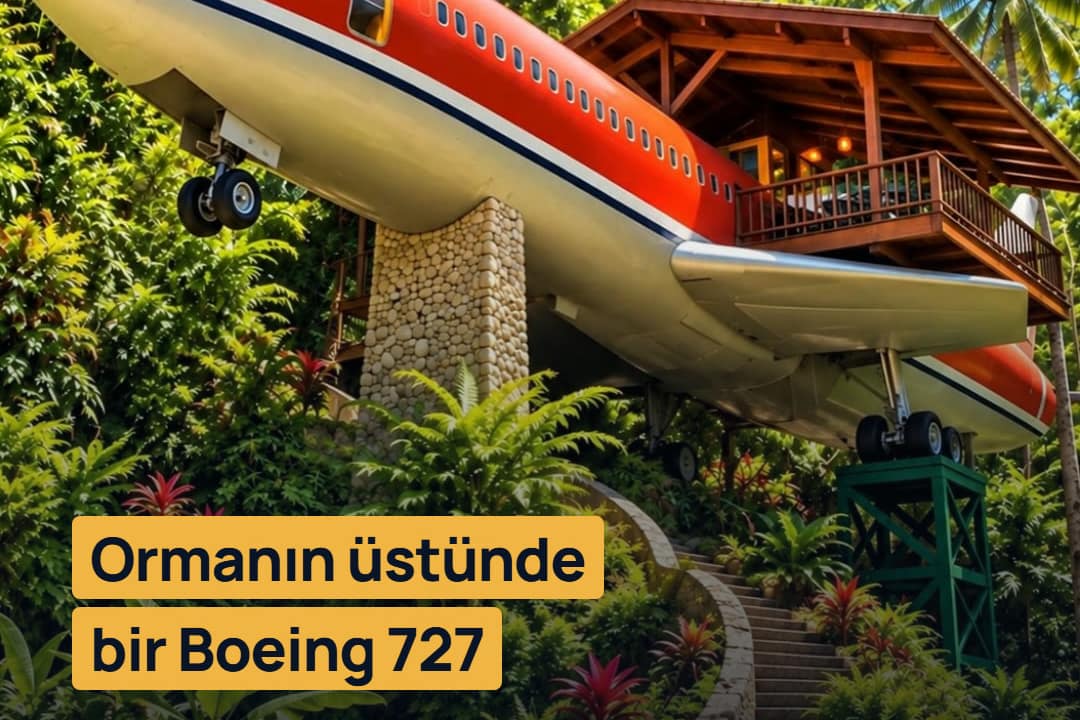 Ormanın üstünde bir Boeing 727