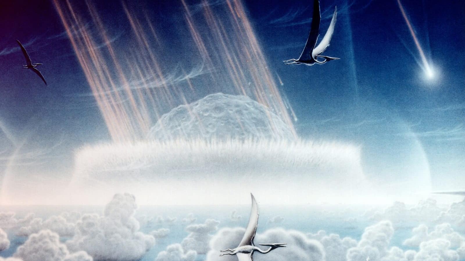 Chicxulub asteroidinin Dünya'ya çarpma anını canlandıran NASA çizimi
