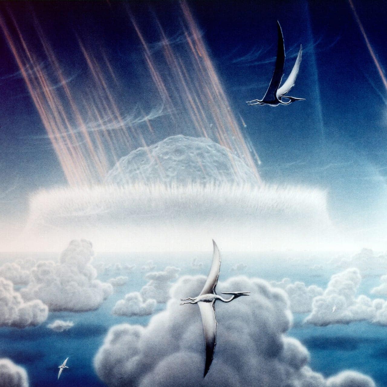 Chicxulub asteroidinin Dünya'ya çarpma anını canlandıran NASA çizimi