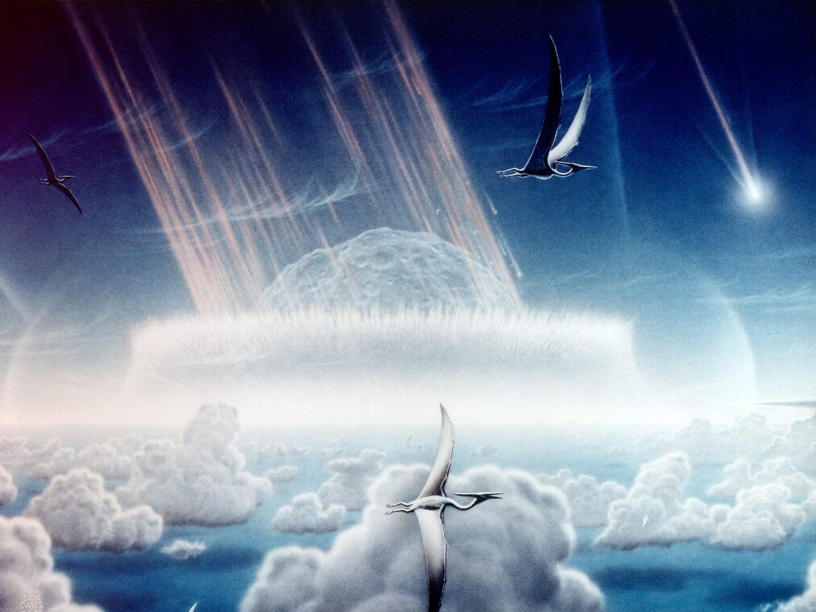 Chicxulub asteroidinin Dünya'ya çarpma anını canlandıran NASA çizimi